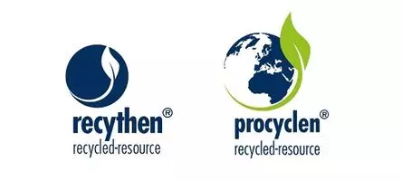 Logo Recythenu i Procyclenu: regranulatu uzyskanego w procesie recyklingu tworzyw sztucznych Interzero Recycled-Resource