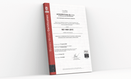 Certyfikat ISO 14001 dla Interzero Polska Sp. z o.o.