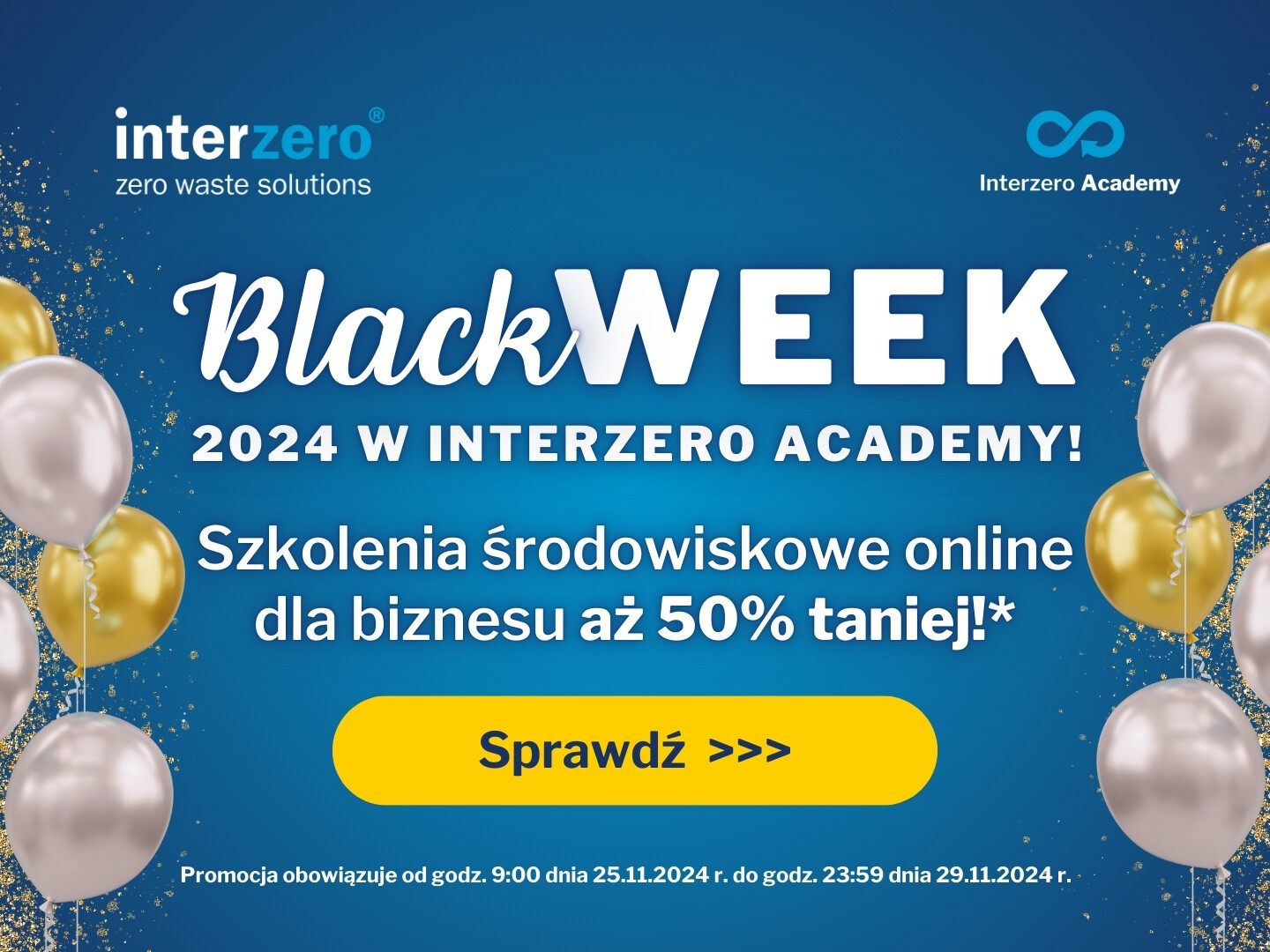 ostatni tydzień listopada szkolenia środowiskowe na Interzero Academy są o 50% tańsze