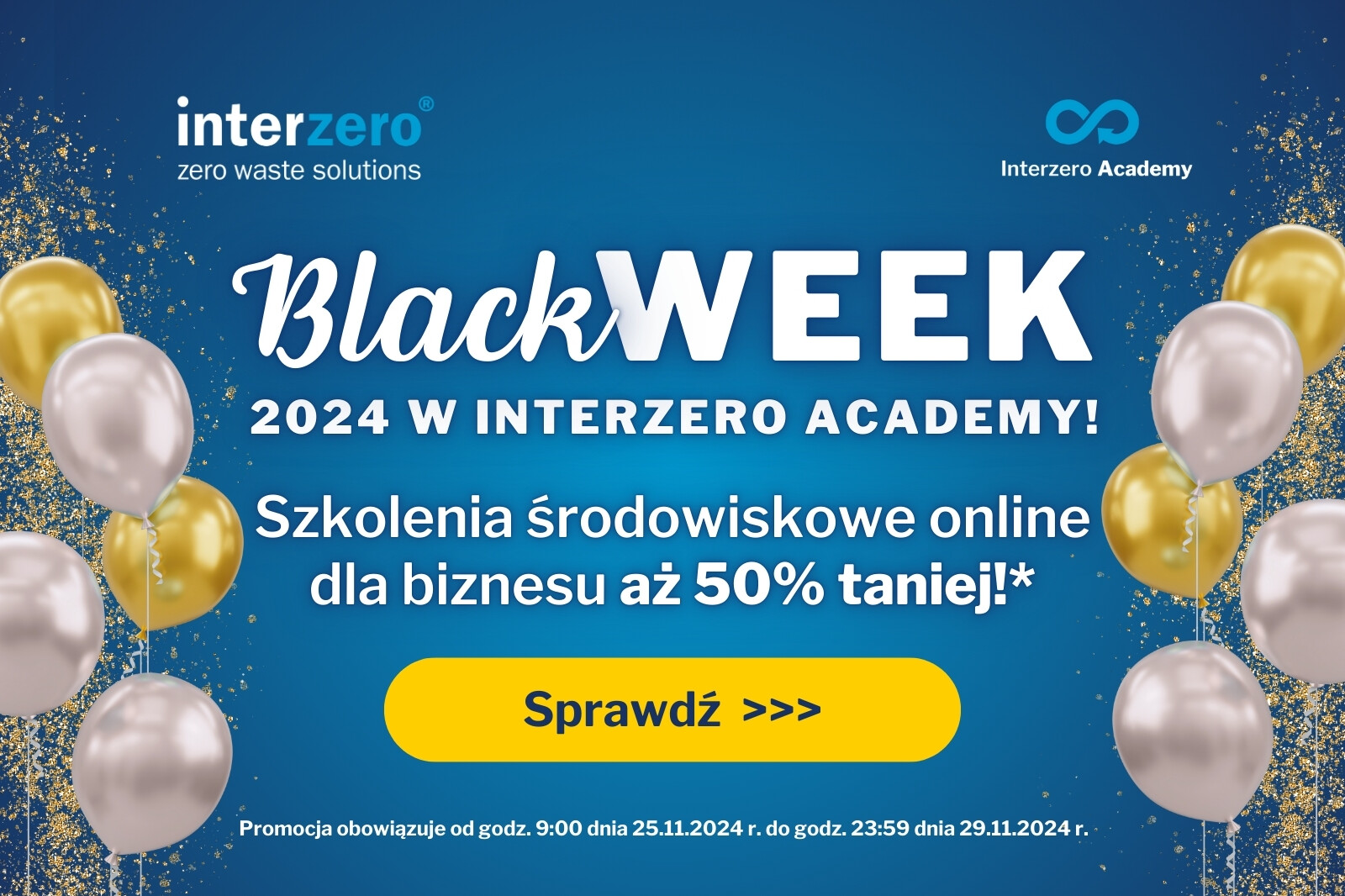 ostatni tydzień listopada szkolenia środowiskowe na Interzero Academy są o 50% tańsze